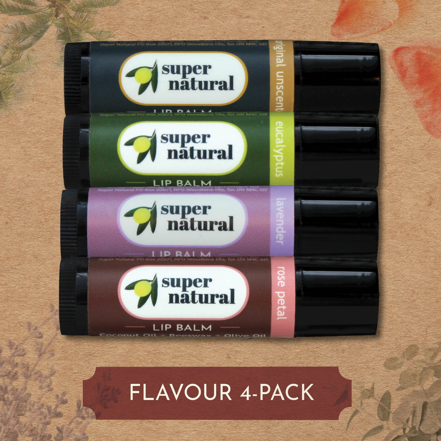 Super Natural Lip Balm - Flavour 4-Pack